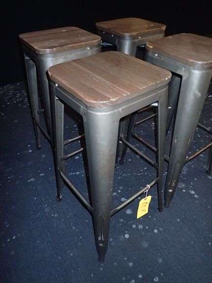 Metal Stacking Chair w/ Wood Top **sold 4X the money**