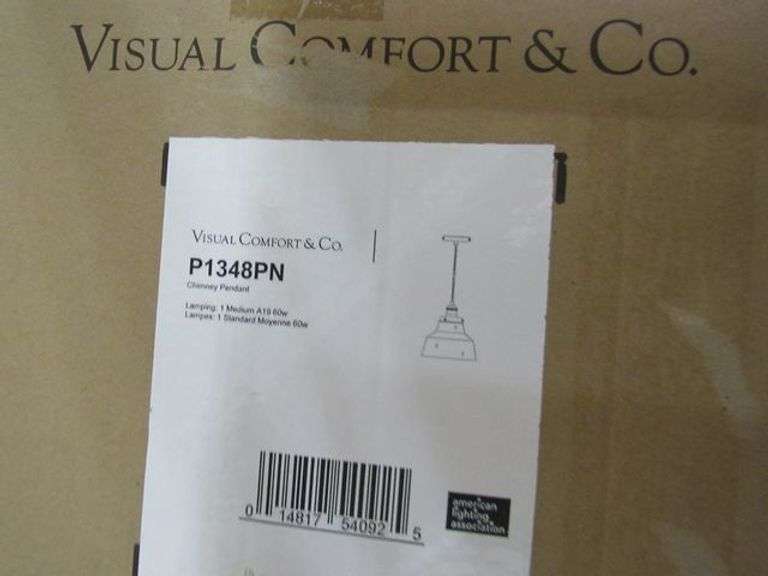 (1) SKID OF APPROX. (21) BOXES OF GENERATION LIGHTING PRODUCTS, (2) LARGE PENDANTS #CP1246WGV, (12) 4-LIGHT VANITIES #VS24304SN, (5) CHIMNEY PENDANT #P1348PN, (1) 4-LIGHT VANITY #VS24704SN & (1) 1-LIGHT OUTDOOR WALL LANTERN #OL12802TXB-L1