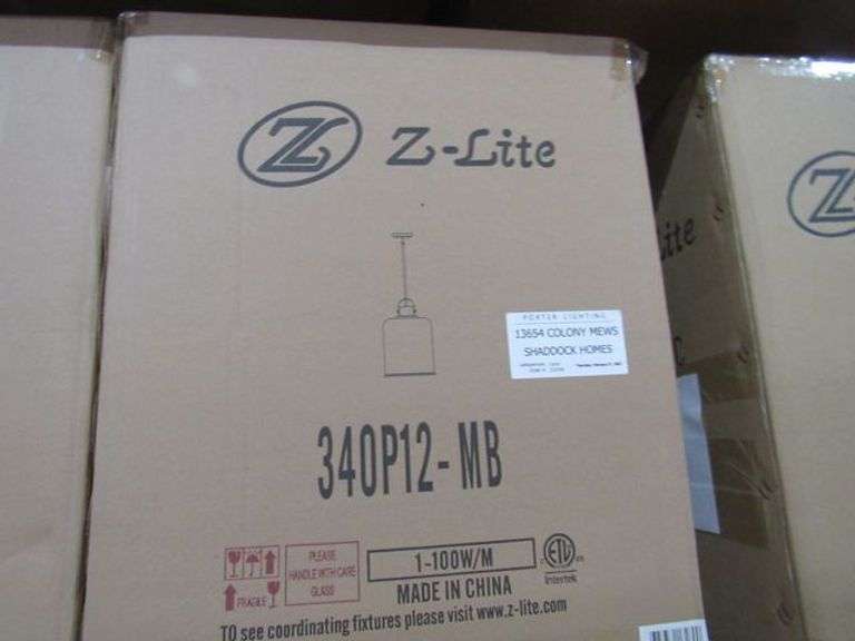LOT OF (8) Z-LITE CEILING MOUNT LIGHTS, 341P12-RB, 340P12-MB, 476P GLASS