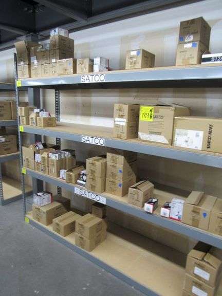 CONTENTS OF SHELF, APPROX. (40) BOXES OF ASSORTED SATCO LIGHT BULBS