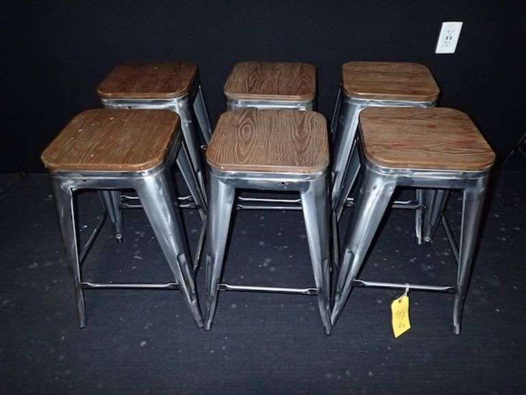 Metal Stacking Chair w/ Wood Top **sold 6X the money**
