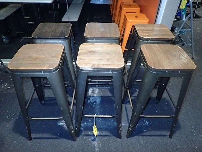 Metal Stacking Chair w/ Wood Top **sold 6X the money**