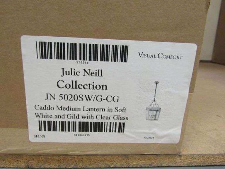 VISUAL COMFORT CADDO MEDIUM LANTERN IN SOFT WHITE & GILD W/CLEAR GLASS #JN5020SW/G-CG
