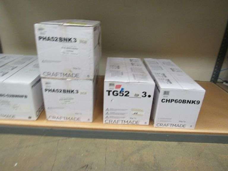 LOT OF (6) CRAFTMADE ASSORTED CEILING FANS, (2) PHASE 3 52" #PHA52BNK3, (1) CHAMPION 60" #CHP60BNK9, (1) TARGAS 52" #TG52ESP3, (1) PRO PLUS 101 52" #P101FBSB5-52BWNFB & (1) PRO PLUS 211 52" #P211FB5-52FBGW