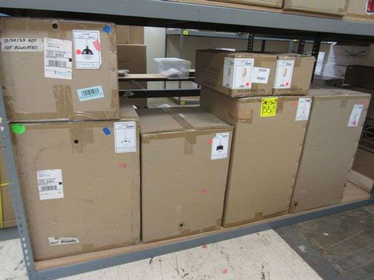 LOT OF (7) BOXES OF ASSORTED HUDSON VALLEY PRODUCTS, (2) PENDANTS #8916PN, (2) WALL SCONCES #H395101-AGB, (1) PENDANT #8615-OR, (1) PENDANT #6518-AGB & (1) PENDANT 615-AGB