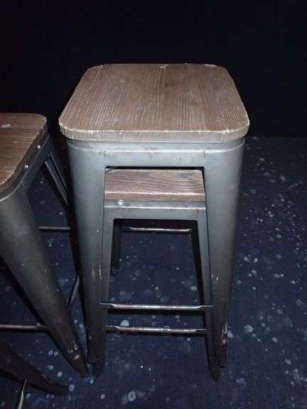 Metal Stacking Chair w/ Wood Top **sold 4X the money**