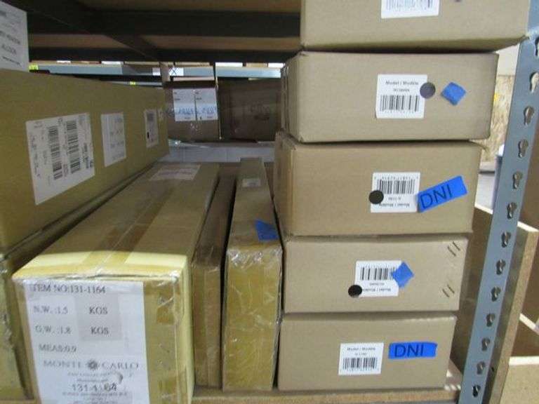 APPROX. (25) BOXES MISC. ASSORTED FAN BLADES, CHAINS, ASSORTED DOWN RODS, DOWN ROD/HANGER BALL REPLACEMENTS, BLANKING PLATES, ETC.