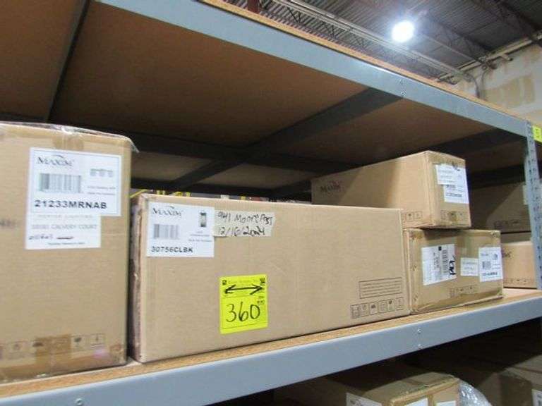 LOT OF APPROX. ( 4) BOXES: MAXIM 3-E26 MEDIUM 60W CEILING MOUNT, 2-E26 MEDIUM 60W CEILING MOUNT, 3-EIZ CANDELABRA 60W, 3-E26 MEDIUM 60W VANITY