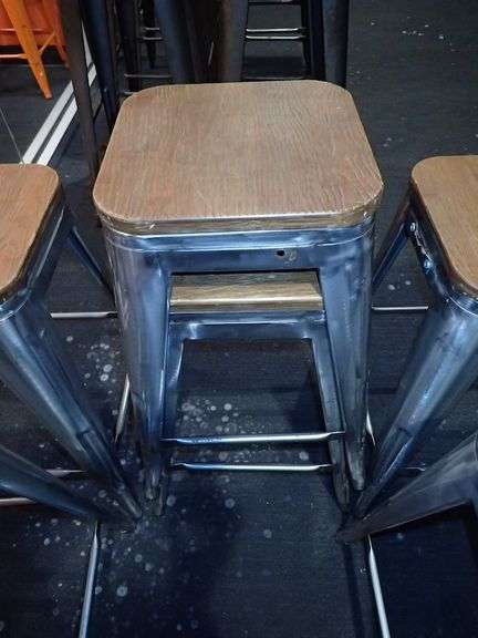 Metal Stacking Chair w/ Wood Top **sold 6X the money**