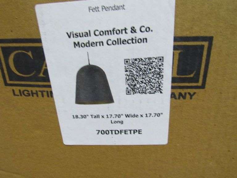LOT, (1) VISUAL COMFORT FETT PENDANT #700TDFETPE & (1) AVENUE LIGHTING FRAME #HF6016