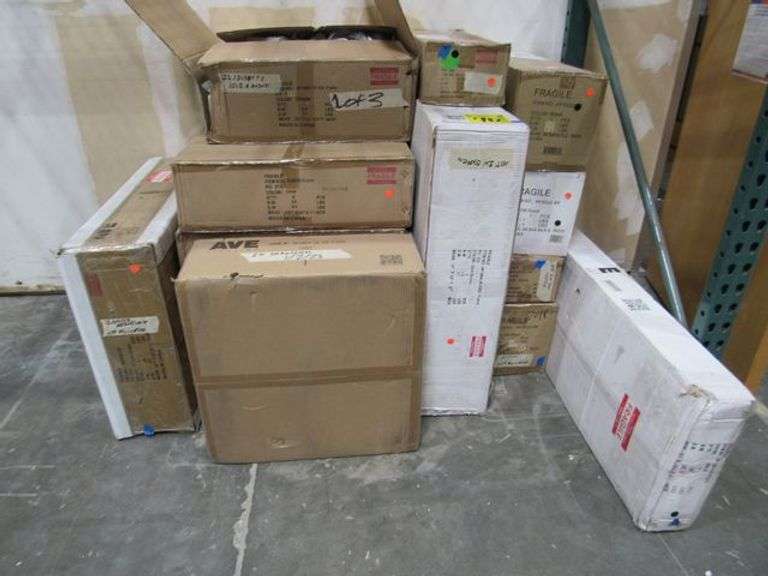 LOT OF APPROX. (14) BOXES OF ASSORTED LIGHTING PRODUCTS, CHANDELIER, WALL LIGHTS, FRAMES, ETC.