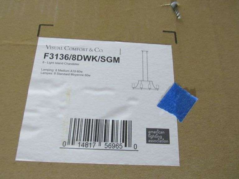 LOT, (1) HUDSON VALLEY AGED OLD BRONZE CHANDELIER #2758-AOB & (1) VISUAL COMFORT 8-LIGHT ISLAND CHANDELIER #F3136/8DWK/SGM