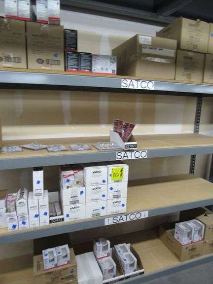 CONTENTS OF SHELF, APPROX. (30) BOXES OF ASSORTED SATCO LIGHT BULBS