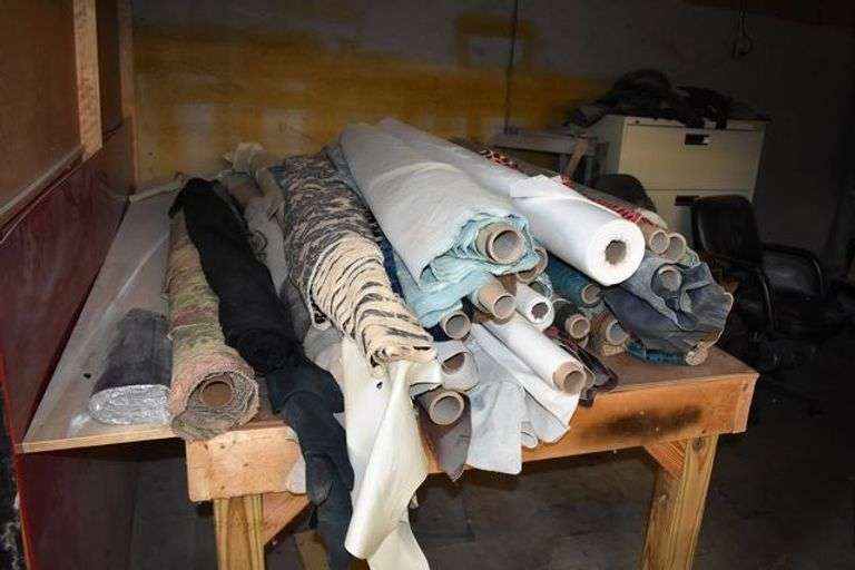 CONTENTS OF ROOM INCLUDING FABRICS, FILE CABINETS, CHAIRS, SHELVING, PORTABLE RACKS