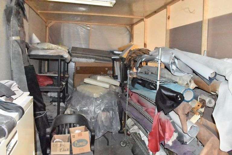 CONTENTS OF ROOM INCLUDING FABRICS, FILE CABINETS, CHAIRS, SHELVING, PORTABLE RACKS