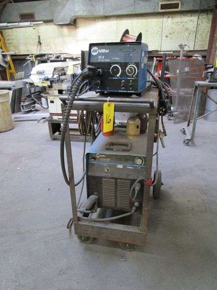 MILLER INVISION 456P DV INVERTER ARC WELDER, S/N LE331475, 230/460V, 3-PHASE, W/LEADS & MILLER 220A WIRE FEEDER, S/N LC056215, PORTABLE