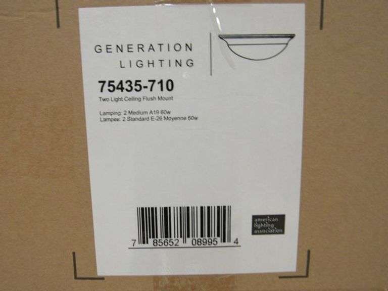 (1) SKID OF APPROX. (7) GENERATION LIGHTING 4-LIGHT WALL/BATH SCONCE #4420904-05, (20) 2-LIGHT CEILING FLUSH MOUNT #75435-7 & () -LIGHT CEILING FLUSH MOUNT LIGHTS #