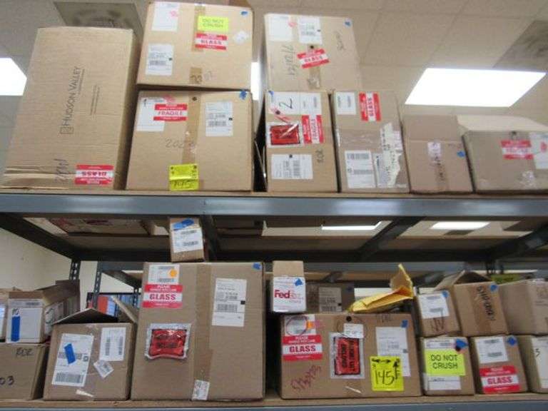 LOT OF APPROX. (18) BOXES OF ASSORTED GLASS REPLACEMENT ITEMS, ETC.