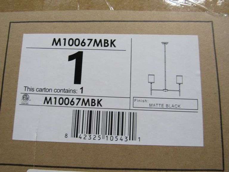 LOT OF (7) BOXES SAVOY HOUSE M10067MBK PENDANT, (1) M80045MBK VANITY, (1) M80055MBK VANITY, (1) 8-1830-3-332 VANITY, (1) M80056BN VANITY, (1) 8-3981-2-322 VANITY, (1) M60019MBK FLUSH MOUNT