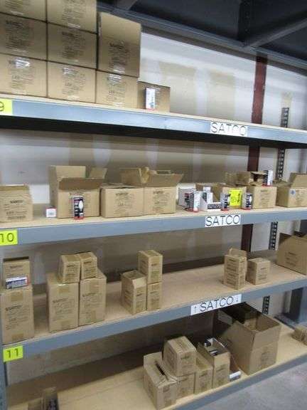 CONTENTS OF SHELF, APPROX. (35) BOXES OF ASSORTED SATCO LIGHT BULBS
