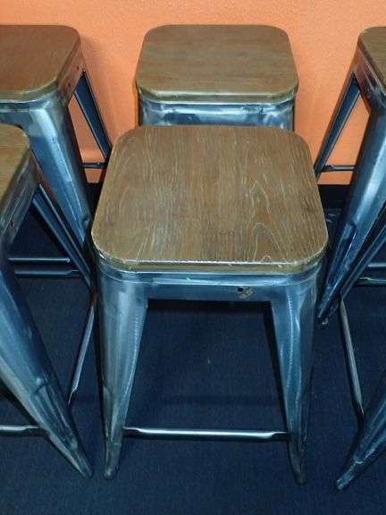 Metal Stacking Chair w/ Wood Top **sold 6X the money**