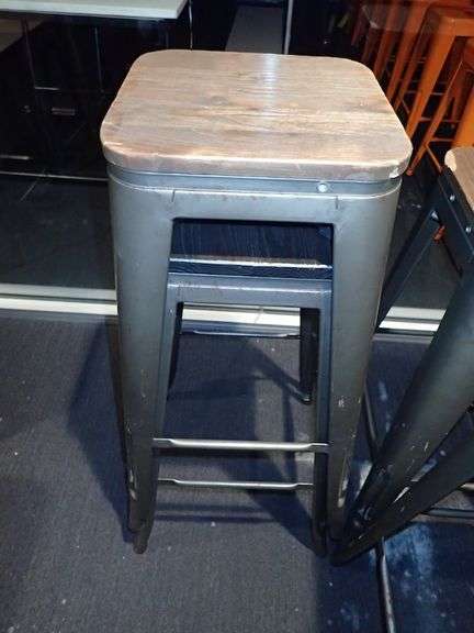 Metal Stacking Chair w/ Wood Top **sold 6X the money**
