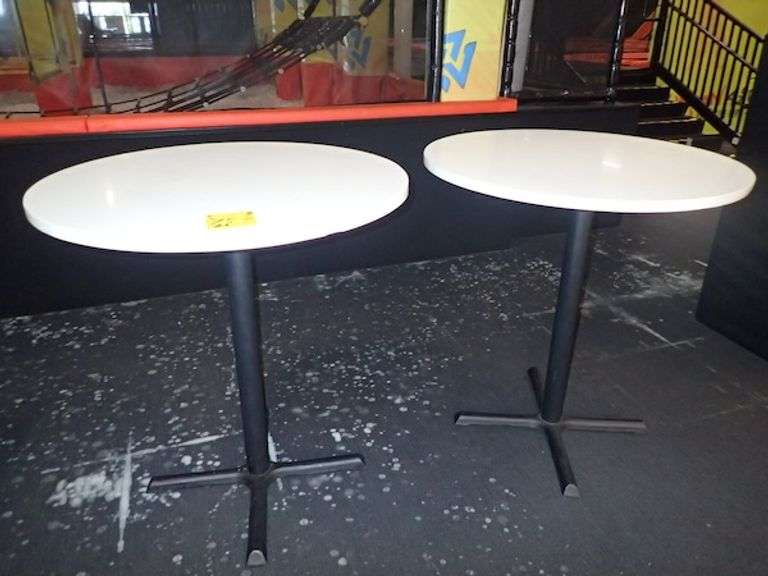 Round Bar Height Table w/ Metal Base and Heavy White Top **sold 2X the money**