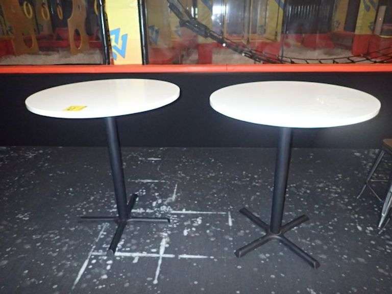 Round Bar Height Table w/ Metal Base and Heavy White Top **sold 2X the money**