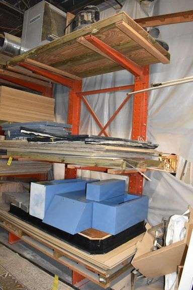 *EMPTY* CANTILEVER RACK - APPROX. 5'W X 4'D X 20'T WITH (8) 4' ADJUSTABLE ARMS *BOLTED TO GROUND - BUYER MUST FLUSH CUT BOLTS TO GROUND* (DELAYED PICKUP)