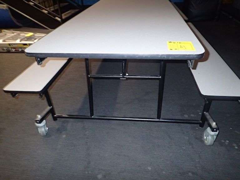 Mobile Bench Cafeteria Table 12'