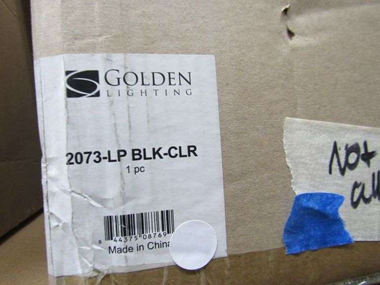 LOT, (3) ASSORTED GOLDEN LIGHTING PRODUCTS, (1) #0270-4BLK, (1) #1053-5DK & (1) #2073-LPBLK
