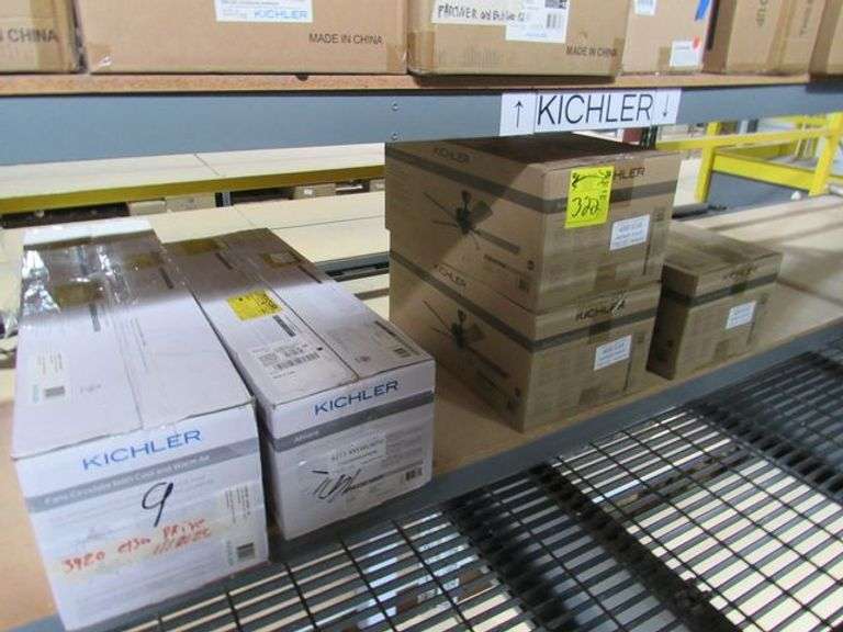 LOT, (5) ASSORTED KICHLER CEILING FANS INCLUDING (3) 330016SNB, (1) 330130NBR AND (1) 300301SBK