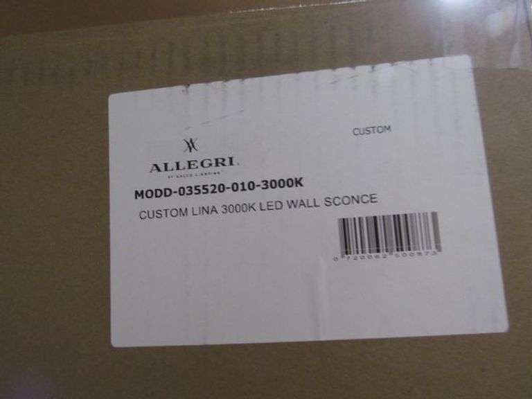 LOT, (5) ALLEGRI CUSTOM LED MODD-035520-010-3000K, (2) 037922-038-FR001 AND (1) KALCO 4-LIGHT B4204AC