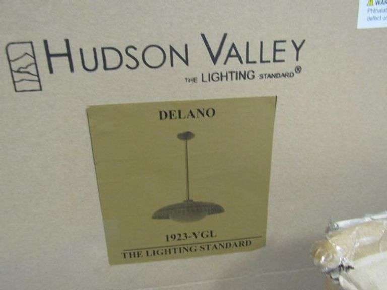 LOT, (1) HUDSON VALLEY DELANO LIGHT PENDANT #1923-VGL, (1) HUDSON VALLEY PENDANT OLD BRONZE #8615-OB, (1) GENERATION LIGHTING 5-LIGHT ISLAND PENDANT $6690305-778 & (1) GENERATION LIGHTING LARGE 8-LIGHT HALL/FOYER PENDANT #5115008-112
