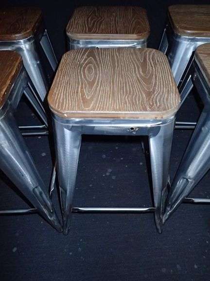 Metal Stacking Chair w/ Wood Top **sold 6X the money**