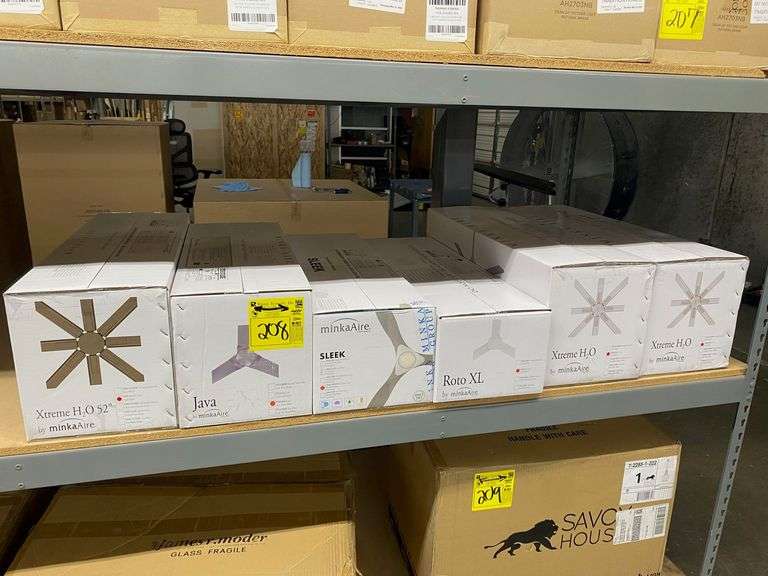 LOT OF (3) ASSORTED MINKA-AIRE CEILING FANS,  (1) JAVA 54" #F753-KA, (1) SLEEK 60" #F868L-SBR/WHF & (1) ROTO XL 62" #F624-CL