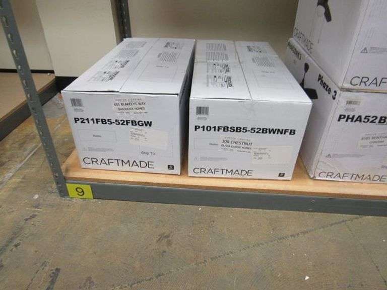 LOT OF (6) CRAFTMADE ASSORTED CEILING FANS, (2) PHASE 3 52" #PHA52BNK3, (1) CHAMPION 60" #CHP60BNK9, (1) TARGAS 52" #TG52ESP3, (1) PRO PLUS 101 52" #P101FBSB5-52BWNFB & (1) PRO PLUS 211 52" #P211FB5-52FBGW