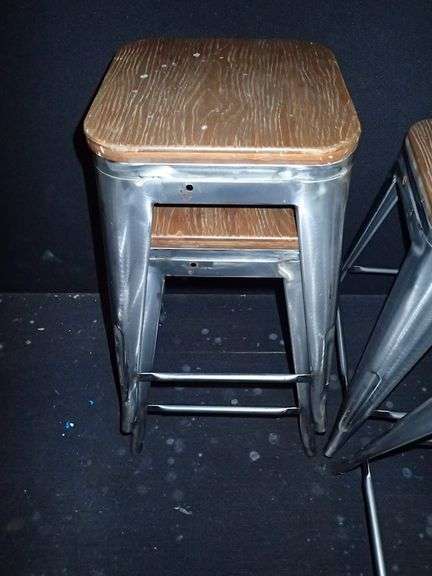 Metal Stacking Chair w/ Wood Top **sold 6X the money**