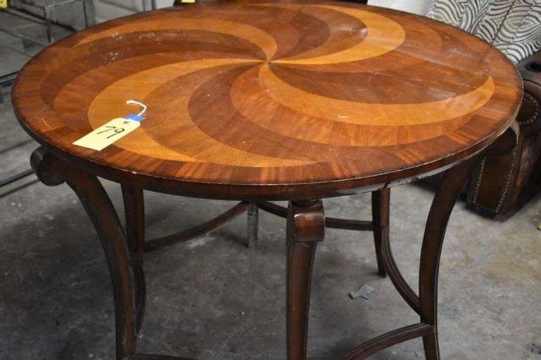 WOOD ROUND TABLE AS SHOWN - APPROX. 48" X 36"