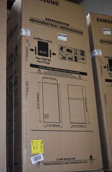 SAMSUNG FRIDGE RT18M6215SR/AA 30-1/4 X  33-2/4 X 70-3/4 18-CF TOP REAL STAINLESS