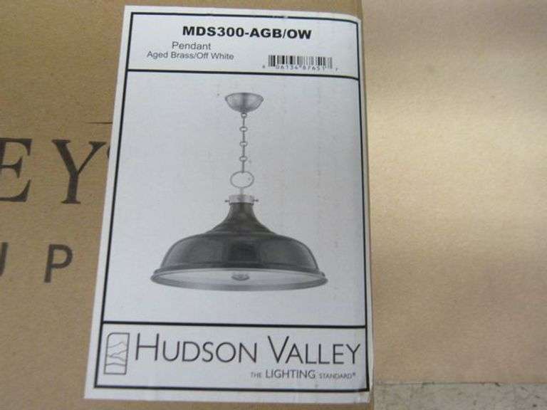 HUDSON VALLEY LIGHT PENDANT AGED BRASS/OFF WHITE #MDS300-AGB/OW