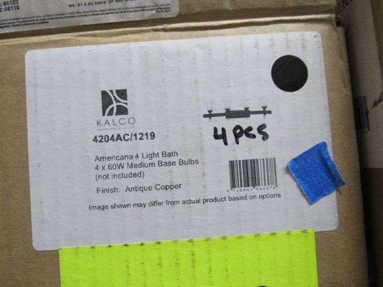LOT, (5) ALLEGRI CUSTOM LED MODD-035520-010-3000K, (2) 037922-038-FR001 AND (1) KALCO 4-LIGHT B4204AC
