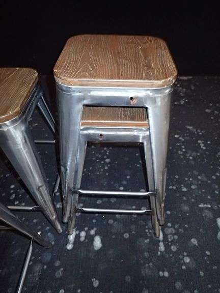 Metal Stacking Chair w/ Wood Top **sold 4X the money**