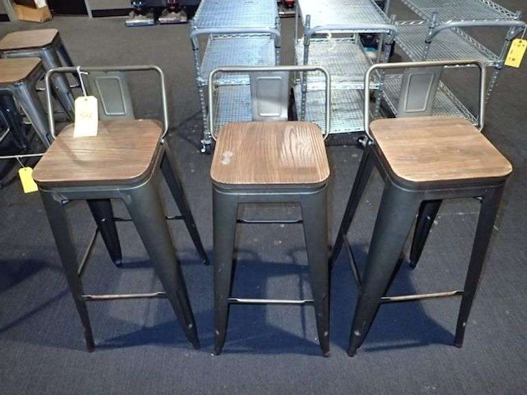 Metal Bar Height Chair w/ Wood Top **sold 3X the money**