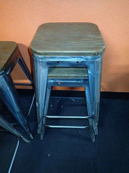 Metal Stacking Chair w/ Wood Top **sold 6X the money**