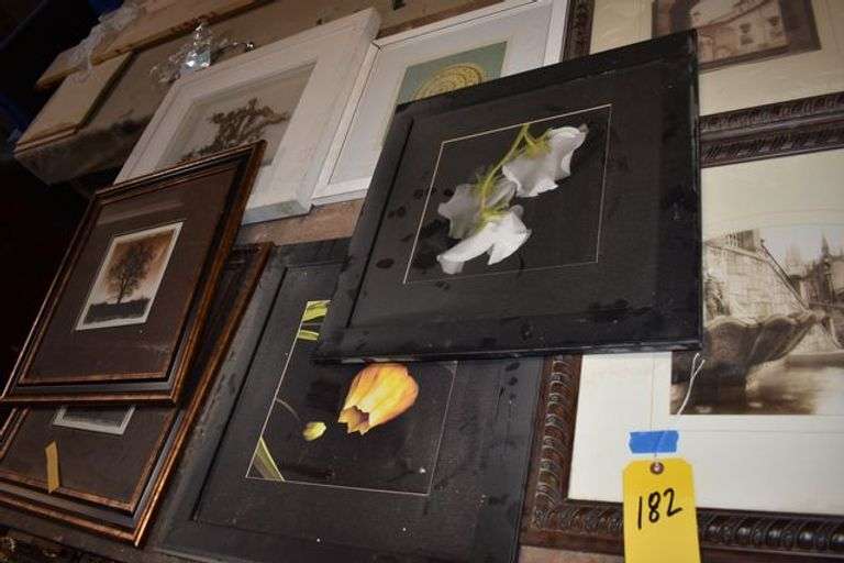 (8) ASSORTED PIECES OF ART ON TABLE AS SHOWN