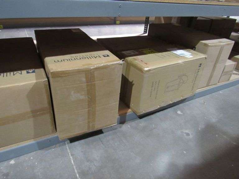 LOT OF (6) BOXES MILLENNIUM LIGHTING, 42603-PBK PENDANTS, 9142-TBK PENDANT, 9701 GLASS GLOBE