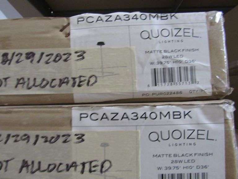LOT, (2) QUOIZEL LANTERNS CCR8412CU AND (2) QUOIZEL LED PENDANTS PCAZA340MBK