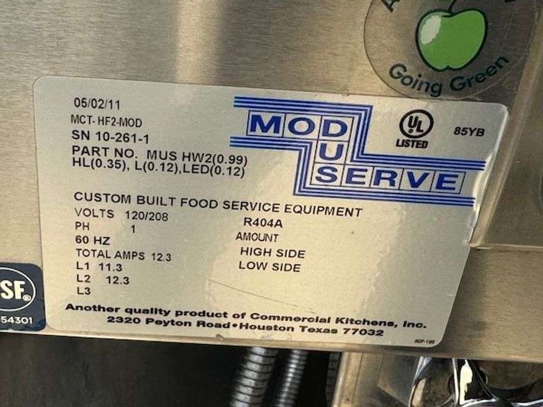 2011 MOD-U-SERVE MCT-HF2-MOD MODULAR HOT FOOD SERVING COUNTER