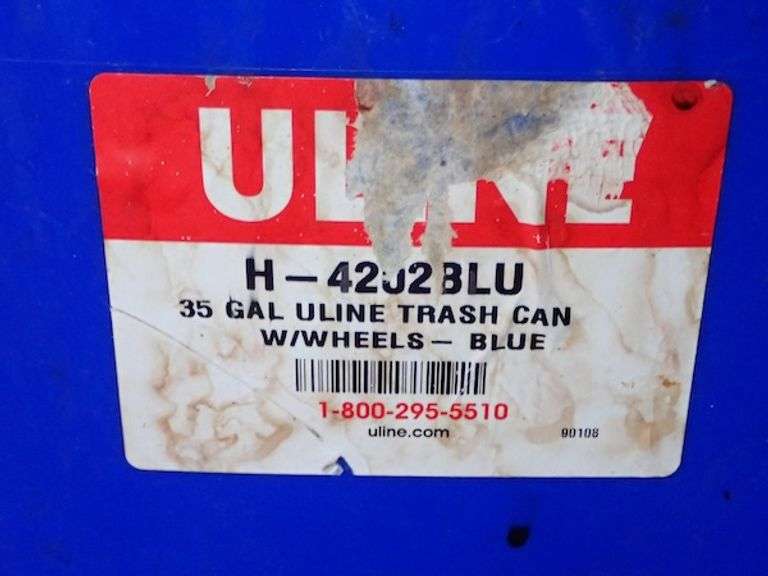 U-Line 35 Gallon Rolling Trash Bin Model H-4202 Blue **sold 3X the money**
